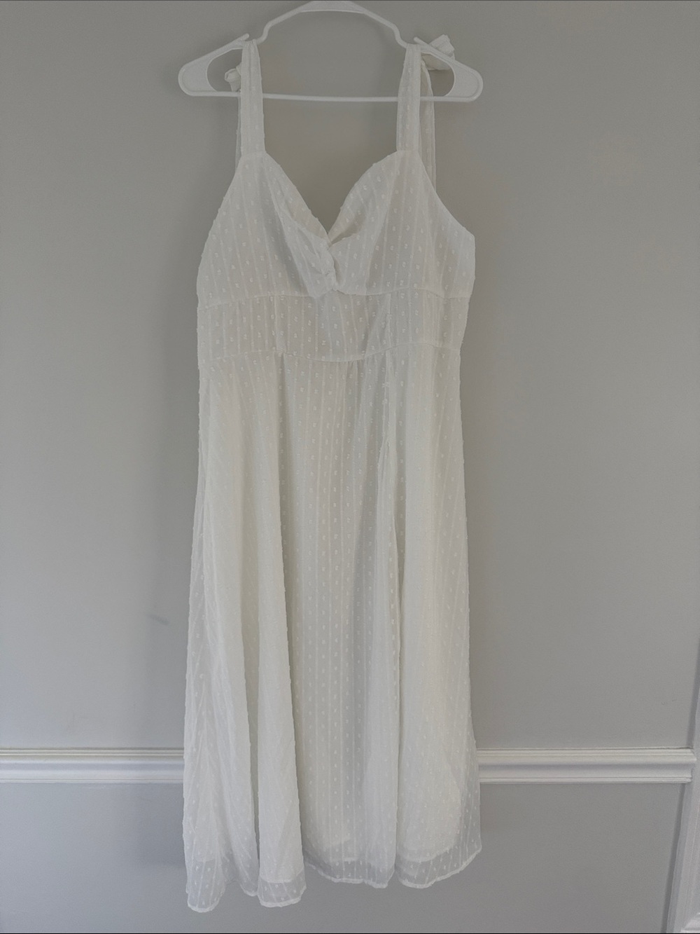 White Swiss Dot Tie-Strap Dress